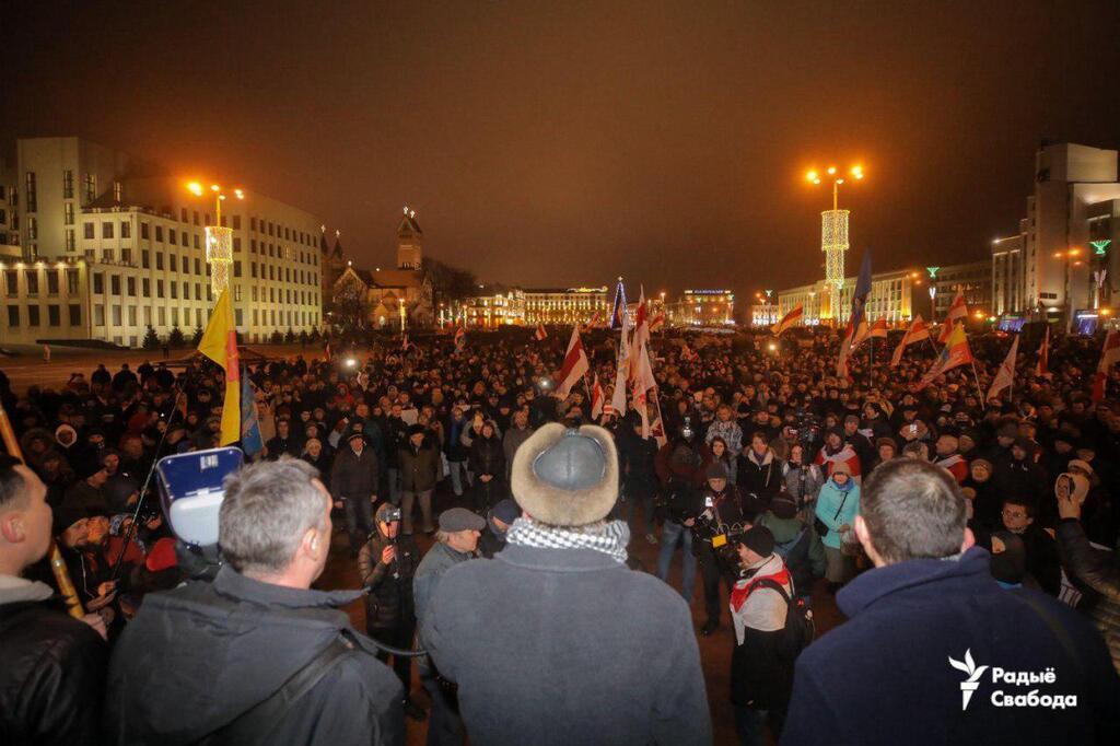 Выступление Николая Статкевича на митинге в защиту независимости Беларуси. Площадь Независимости, 20 декабря 2019 года.